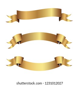 Set of golden ribbons vector.