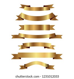 Set of golden ribbons vector.