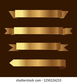 Set of golden ribbons vector.