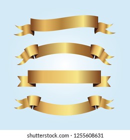 Set of golden ribbons vector.