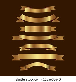 Set of golden ribbons vector.