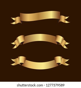 Set of golden ribbons vector.
