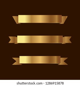 Set of golden ribbons vector.