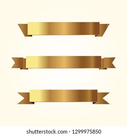 Set of golden ribbons vector.