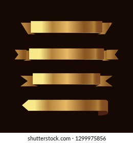 Set of golden ribbons vector.