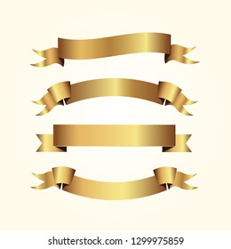Set of golden ribbons vector.