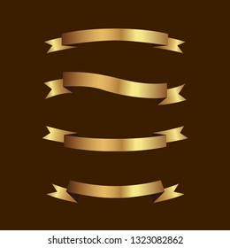 Set of golden ribbons vector.