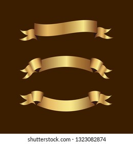 Set of golden ribbons vector.