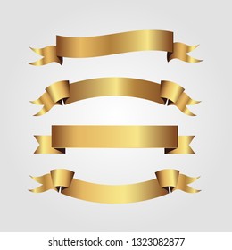 Set of golden ribbons vector.