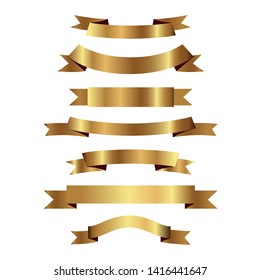 Set of golden ribbons vector.