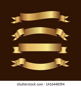 Set of golden ribbons vector.