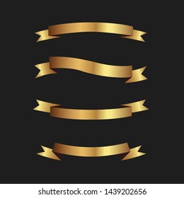 Set of golden ribbons vector.