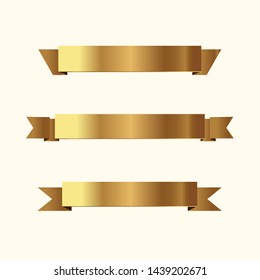 Set of golden ribbons vector.