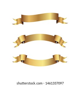 Set of golden ribbons vector.