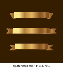 Set of golden ribbons vector.