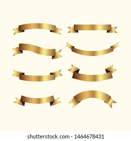 Set of golden ribbons vector.