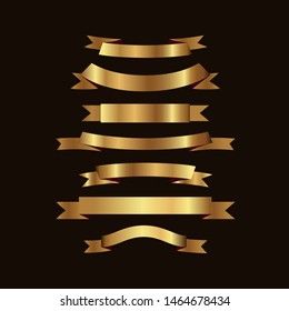 Set of golden ribbons vector.