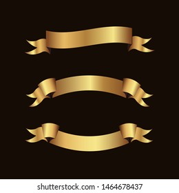 Set of golden ribbons vector.