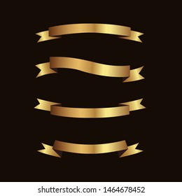 Set of golden ribbons vector.
