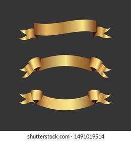 Set of golden ribbons vector.