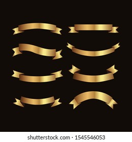 Set of golden ribbons vector.