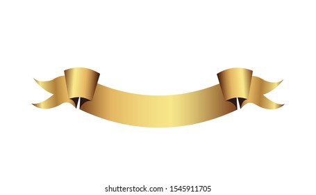 Set of golden ribbons vector.