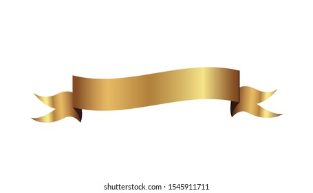 Set of golden ribbons vector.