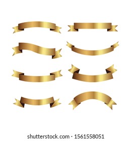 Set of golden ribbons vector.