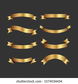 Set of golden ribbons vector.
