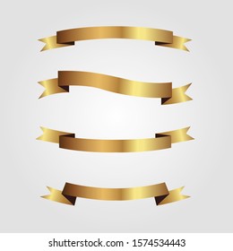 Set of golden ribbons vector.