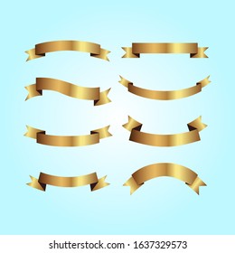 Set of golden ribbons vector.