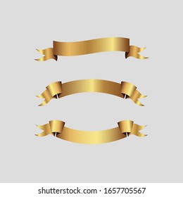 Conjunto de cintas doradas vectoriales.