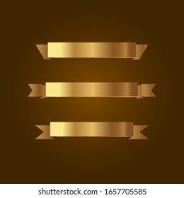 Set of golden ribbons vector.