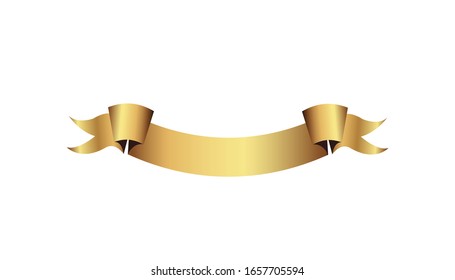 Set of golden ribbons vector.