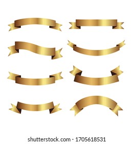 Set of golden ribbons vector.