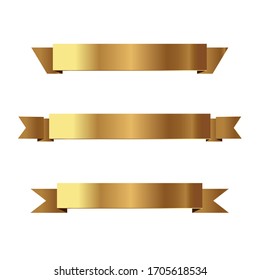 Set of golden ribbons vector.