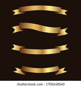 Set of golden ribbons vector.