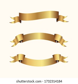 Set of golden ribbons vector.