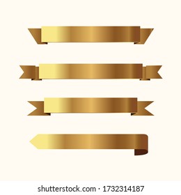 Set of golden ribbons vector.