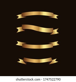 Set of golden ribbons vector.