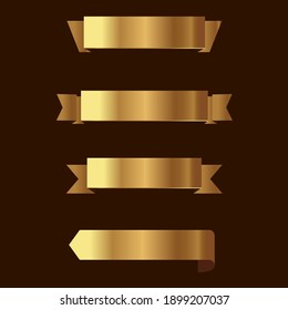 Set of golden ribbons vector.