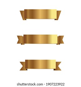 Set of golden ribbons vector.