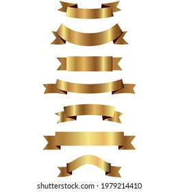 Set of golden ribbons vector.