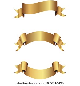 Set of golden ribbons vector.