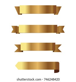 Set of golden ribbons vector.