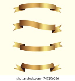Set of golden ribbons vector.