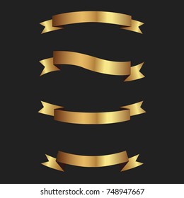 Set of golden ribbons vector.