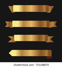 Set of golden ribbons vector.