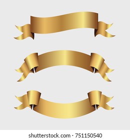 Set of golden ribbons vector.