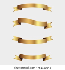 Set of golden ribbons vector.